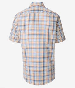 Casa Moda Casual Fit Short Sleeve Check Shirt Blue/Orange -Casa Moda Store casa moda casual fit short sleeve check shirt blue orange northern ireland belfast lisburn 847