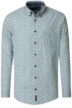 Casa Moda Long Sleeve Casual Fit Shirt Circle Print Petrol