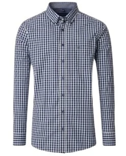 Casa Moda Long Sleeve Comfort Fit Gingham Shirt Blue