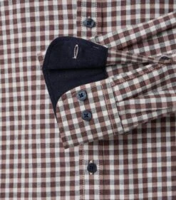 Casa Moda Mens Brushed Cotton Gingham Shirt Brown -Casa Moda Store casa moda mens brushed cotton gingham shirt brown northern ireland belfast lisburn 481