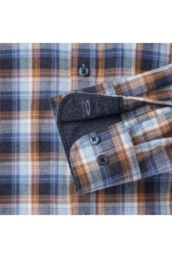 Casa Moda Mens Casual Fit Check Shirt Blue/Tan -Casa Moda Store casa moda mens casual fit check shirt blue tan northern ireland belfast lisburn 226