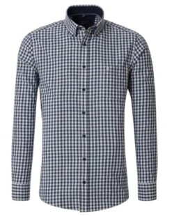 Casa Moda Mens Casual Fit LS Gingham Shirt Navy