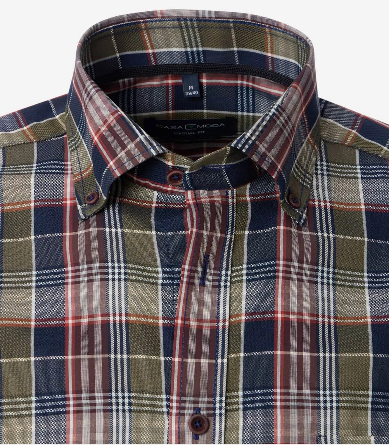Casa Moda Mens Casual Fit Shirt Blue/Green Check 5 Casa Moda Mens Casual Fit Shirt Blue/Green Check - Image 3