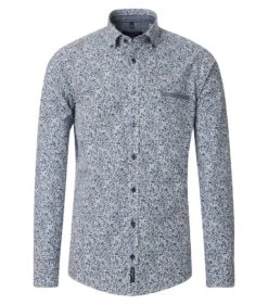 Casa Moda Mens Casual Fit Shirt Floral Blue