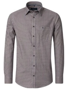 Casa Moda Mens Comfort Fit Shirt Circle Print Brown/Blue