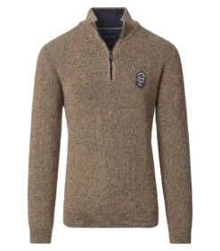 Casa Moda Mens Half Zip Jumper Tan
