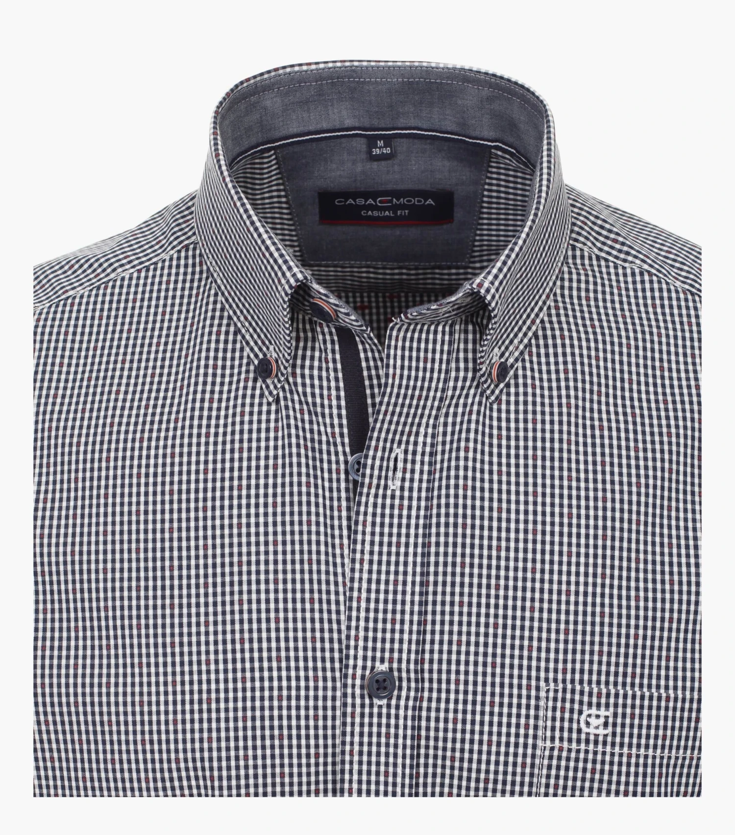 Casa Moda Men's LS Gingham Shirt Casual Fit 434113400/101 Navy/Red 4 Casa Moda Men's LS Gingham Shirt Casual Fit 434113400/101 Navy/Red - Image 2