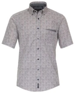 Casa Moda Men's Short Sleeve Shirt Casual Fit Blue/Brown