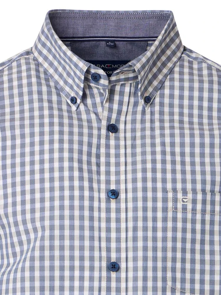 Casa Moda Mens Short Sleeve Shirt Comfort Fit Gingham Thyme 5 Casa Moda Mens Short Sleeve Shirt Comfort Fit Gingham Thyme - Image 3