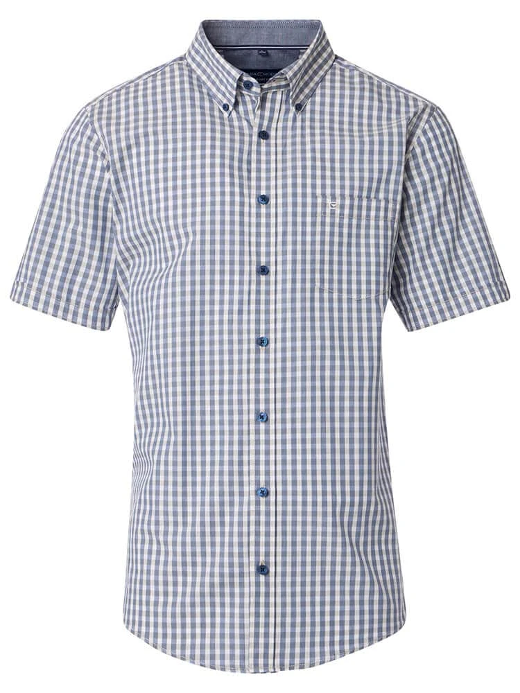 Casa Moda Mens Short Sleeve Shirt Comfort Fit Gingham Thyme 3 Casa Moda Mens Short Sleeve Shirt Comfort Fit Gingham Thyme