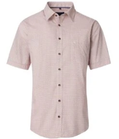 Casa Moda Mens Short Sleeve Shirt Comfort Fit Red/Blue