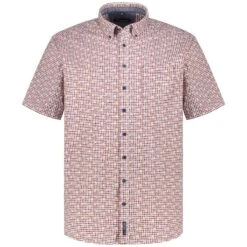 Casa Moda Short Sleeve Shirt Casual Fit Circular Print Red