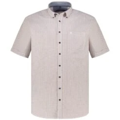 Casa Moda Short Sleeve Shirt Casual Fit Diamond Print Red/Navy