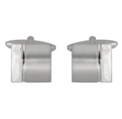 Dalaco Curved Square Brushed & Shiny Rhodium Plated Cufflinks