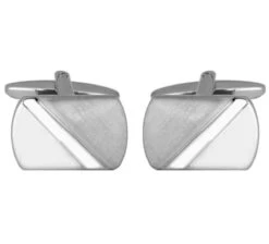 Dalaco Diagonal Brushed/Shiny Rhodium Plated Cufflinks