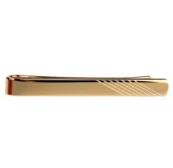 Dalaco Diagonal Lines On End Gold Plated Tie Slide