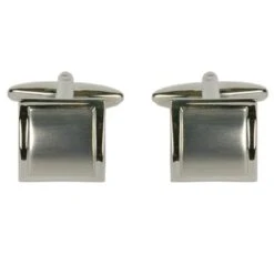Dalaco Shiny & Brushed Square Curved Rhodium Cufflinks