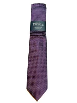 Daniel Grahame Mens Tie & Pocket Square Set Purple