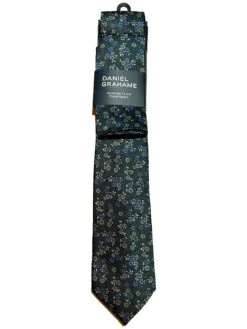 Daniel Grahame Mens Tie & Pocket Square Set TP2360-35 Green