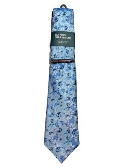 Daniel Grahame Mens Tie & Pocket Square Set TP2362-24 Blue