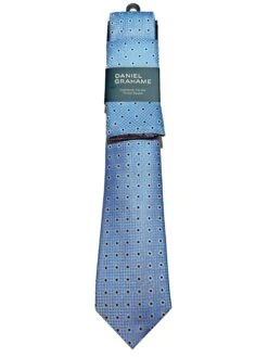 Daniel Grahame Mens Tie & Pocket Square Set TP2368-24 Blue