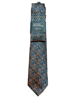 Daniel Grahame Mens Tie & Pocket Square Set TP2370-58 Teal