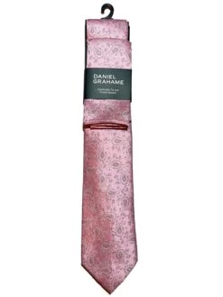 Daniel Grahame Mens Tie & Pocket Square Set TP2379-62 Pink