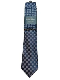 Daniel Grahame Mens Tie & Pocket Square Set TP2384-78 Navy