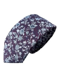 Daniel Grahame Tie & Pocket Square Set Burgundy/Navy Floral