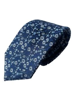 Daniel Grahame Tie & Pocket Square Set Navy/Silver Floral