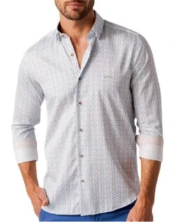 Dario Beltran Mens Durin Shirt White/Blue Floral