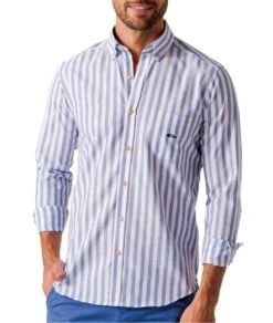 Dario Beltran Mens Gines Shirt Stripe Blue