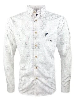 Dario Beltran Men's LS Shirt Archena Regular Fit White Multi