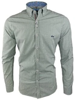 Dario Beltran Men's Troto Long Sleeve Shirt Green Gingham
