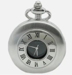 David Aster Quartz Half Hunter Pocket Watch - Silver/Black