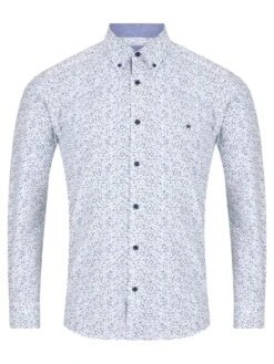 DG's Drifter Ivano Regular LS Shirt White/ Navy Diamond Print