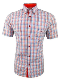 DG's Drifter Mens Short Sleeve Check Shirt 14607SS-54 Orange