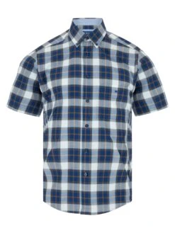 DG's Drifter Men's Short Sleeve Check Shirt Ivano 14455SS-28 Navy