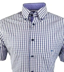 DG's Drifter Mens Short Sleeve Gingham Shirt 14438SS-72 Lilac -Casa Moda Store dgs drifter mens short sleeve gingham shirt 14438ss 72 lilac northern ireland belfast 884