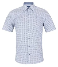 DG's Drifter Mens Short Sleeve Shirt Diamond Print Light Blue
