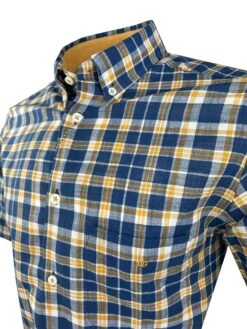 DG's Drifter Mens Short Sleeve Shirt Ivano Dark Blue/Yellow -Casa Moda Store dgs drifter mens short sleeve shirt ivano dark blue yellow northern ireland belfast 133