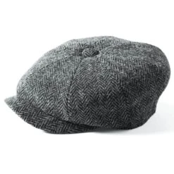Failsworth Carloway Harris Tweed Newsboy Cap - Grey