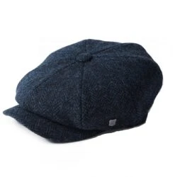 Failsworth Carloway Harris Tweed Newsboy Cap - Navy