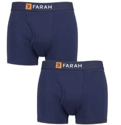 Farah 2 Pack Cotton Boxer Trunks Navy