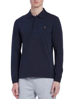 Farah Haslam Long Sleeve Polo Shirt Navy