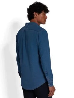 Farah Men's Brewer Long Sleeve Denim Shirt Mid Indigo Blue -Casa Moda Store farah mens brewer long sleeve denim shirt mid indigo blue northern ireland belfast 247