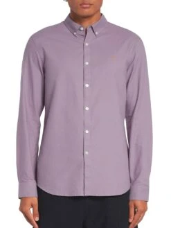 Farah Men's Brewer Oxford Shirt Slate Purple