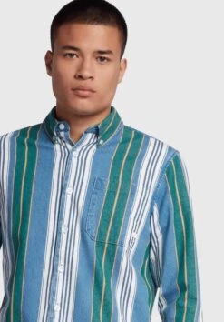 Farah Mens Burghino LS Tribe Shirt F4WFD064 Dark Ocean Green -Casa Moda Store farah mens burghino ls tribe shirt f4wfd064 dark ocean green northern ireland belfast 780