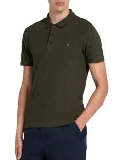 Farah Mens Forster Short Sleeve Polo Shirt F4KSC017 Evergreen