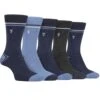 Farah Men's Socks Contrast Heel & Toe Bamboo 5 Pack Navy/Blue